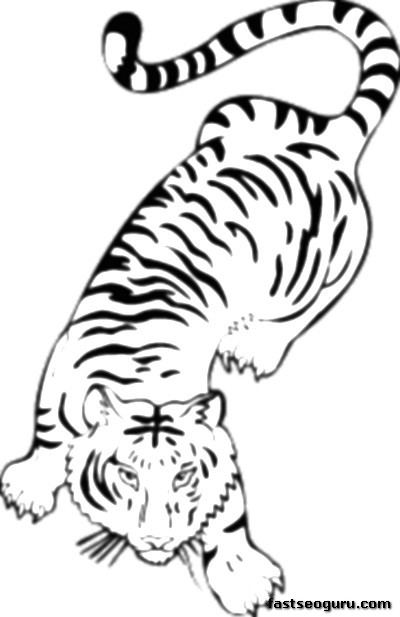 Printable jungle Bengal tiger Coloring Pages for Kids